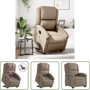 vidaXL Massageruimte - Sta-op-stoel - Sta-op-massagestoel elektrisch kunstleer cappuccinokleurig - Ergonomische Stoel - Kapstok - Lounge Stoel