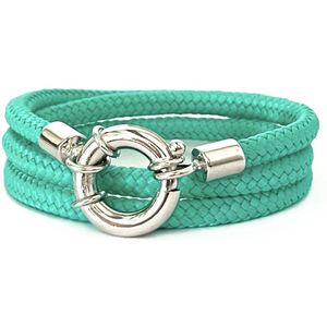 Jolla - dames wikkelarmband - zilver - touw - Classic Rope - Aquamarine Green