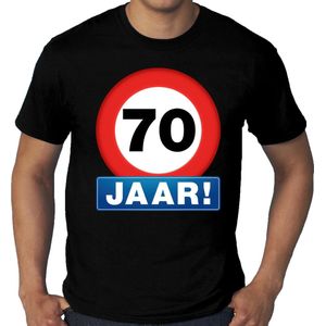 Grote maten stopbord / verkeersbord 70 jaar verjaardag t-shirt - zwart - heren - 70e verjaardag - Happy Birthday zeventig jaar shirts / kleding XXXL