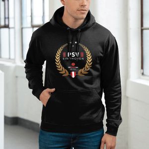PSV Hoodie - Gouden Krans - Trui - Trainingspak - Sweater - Eindhoven - 040 - Voetbal - Zwart - Heren - Regular Fit - Maat XL