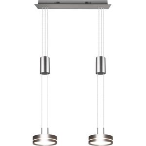 LED Hanglamp - Hangverlichting - Trion Franco - 14.4W - 2-lichts - Warm Wit 3000K - Dimbaar - Rond - Mat Nikkel - Aluminium