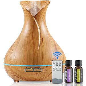 O'dor® Aroma Diffuser met Afstandsbediening - EXTRA Lavendel + Lemongrass Etherische Olie - Hout Look