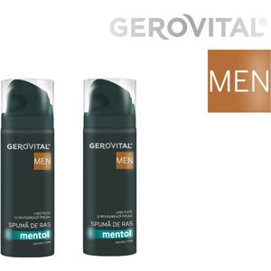 2 x Scheerschuim met menthol, panthenol en Indiase wierookextract – Verfrissende, verzachtende en beschermende werking, Gerovital Men, 2 x 200 ml