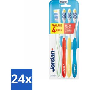 Jordan Tandenborstel Total Clean Medium 4-pack 4 stuks per verpakking - Voordeelverpakking - 24 stuks