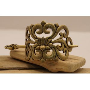 Metalen koperkleurige haarspeld met haar stokje van een lotusbloem - bloemen haarspelden - flowers haarspelden - mooie dames haarspelden - metalen dames haarspelden - meisjes haarspelden - lang haar haarspelden - half lang haar haarspelden