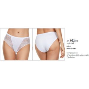 2 stuks Elegante katoenen slip van kant - achterkant puur katoen - stretch dames slip in WIT, Maat 38/40