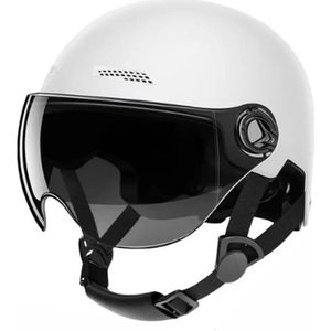 Scooter Helm - Motorhelm - Snoor Scooter Helm - Met Bril - Zonnebril - Dames en Heren - Unisex - 20x26x18 -Wit