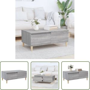 The Living Store Salontafel - Scandinavisch Design - 90x50x36.5 cm - Grijs Sonoma Eiken