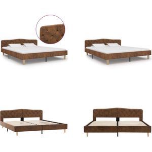 vidaXL Bedframe kunstsuède bruin 180x200 cm - Bedframe - Bedframes - Bed - Bedden