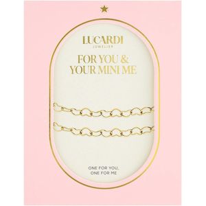Lucardi Dames Stalen goldplated armbanden Moeder/Dochter hart - Armband - Staal - Goudkleurig - 20 cm