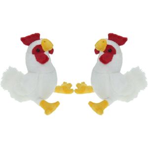 Set van 2x Stuks Pluche Knuffel Dieren Kip Vogel van 20 cm - Speelgoed Kippen Knuffels