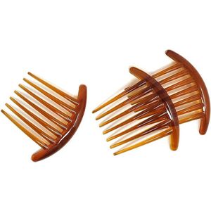 Zeven Tand Vrouwen Franse Twist Kam Haar Kant Kam Haar Clip Comb Bruin - Set van 2 stukken - Haaraccessoires voor Dames - Stijlvolle Haarkam met Kant - Dagelijkse Haarstyling Essentials
