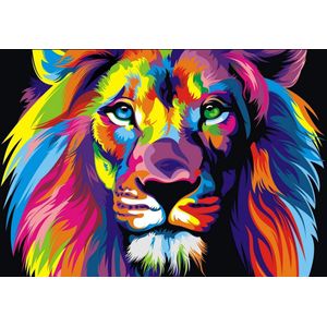 Banksy Rainbow Lion, Regenboog Leeuw Canvas Print