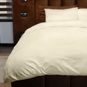Zydante - Dekbedovertrek Embossed Geometric - Champagne - Eenpersoons - 140x200 cm - Microvezel
