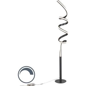 QAZQA twisted fl - Design Dimbare LED Vloerlamp | Staande Lamp met Dimmer - 1 lichts - H 1550 mm - Zwart - Woonkamer | Slaapkamer