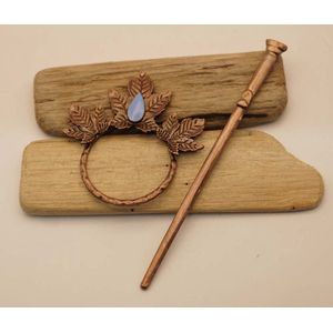 Koperen haarspeld bladeren met haarstok - haarspeld in de kleur koper - sierlijke dames haarspeld - elegante haarspeld - aparte haarspeld - bladeren haarspeld - blad haarspeld - haarspeld natuur - haarspeld natuurlijke item - haarspeld dun haar