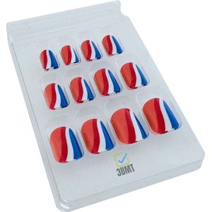 3BMT® Koningsdag Accessoires - Oranje en Rood wit blauwe Kunstnagels - Oranje Accessoires voor vrouw