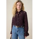 Sissy-Boy - Kanten Blouse - Paarse Kleur - Lange Mouwen - Regular Fit