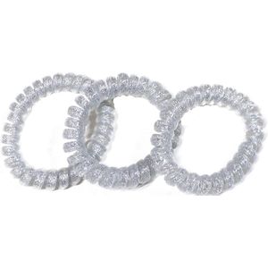 Rojafit “Telefoonkabel” Haarelastiek - Maxi - Ø 50 mm - Set 3 Stuks - Zilverglitter