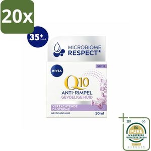 20 x NIVEA – Dagcrème – Q10 Power Sensitive SPF 15 – 50 ml - Grootverpakking - Anti-aging Crème - Rimpelverlichting - Gevoelige Huid Crème - SPF 15 Crème - Dagcrème Voor Vrouwen