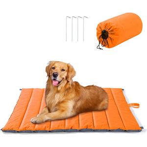 Outdoor hondenbed, opvouwbare waterdichte hondenmat, huisdierbed, 120 x 100 cm, draagbaar outdoor camping hondenbed voor picknick, wasbare hondenplaats met katoen voor middelgrote honden - oranje, XL