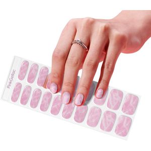 Pink Gellac UV Nagelstickers - Gellak Stickers 0048 Marbled Pink - Nail Art Gel Stickers voor Nagels - 20 stuks in 10 maten