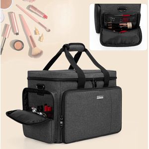 Make-up Organiser Tas, Cosmetische Opbergruimte voor Make-up, Grote Cosmetische Tas voor Make-up Set, Cosmetische Case voor Vrouwen, Cosmetische Organiser voor op Reis, zonder Accessoires, zwart.
