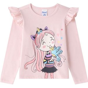 Newness - longsleeve / shirt - roze - meisje met vogel - maat 92