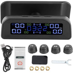 Tire Pressure Monitoring Systems - Solar Charge - LCD Display - Auto TPMS - Externe Sensor - Klok Ontwerp