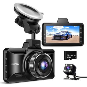 Dashcam voor auto voor en achter – Dual dashcam – Voor- en achtercamera – Autocamera – Full HD dashcam – Dashcam met nachtzicht – Dashcam met bewegingssensor – Groothoeklens – Parkeermodus – Loop recording – Dashcam met SD-kaart