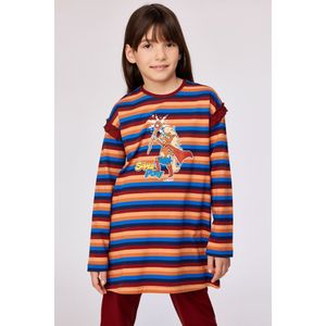 Woody Meisjes-Dames pyjama multicolor streep - maat 140/10J
