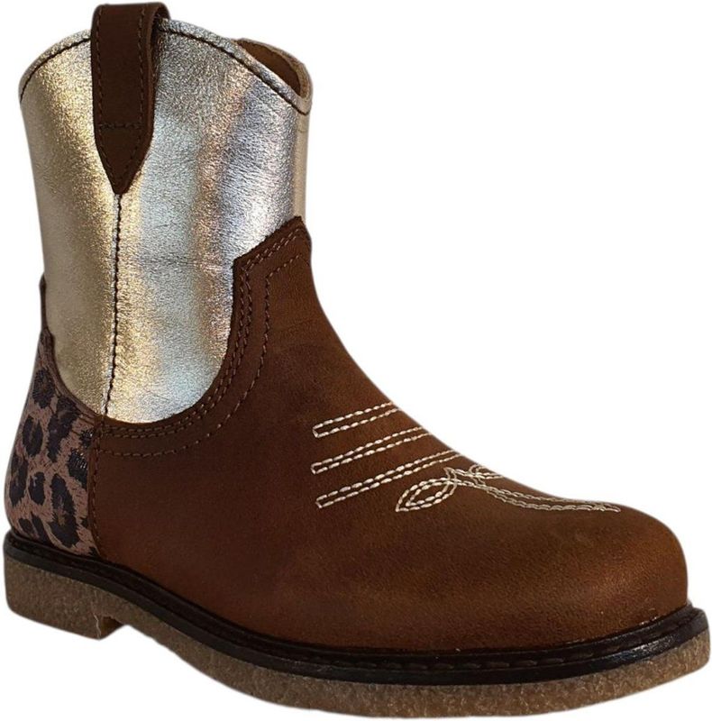 Giga - G4506 - Enkellaarsjes - Bruin Dessin - Wijdte 2 - Uitneembaar Voetbed