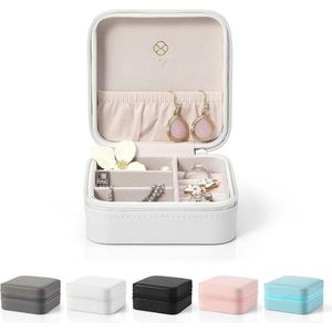 Klein kunstleer Travel Jewelry Box Organizer Display opbergtas voor ringen oorbellen halsketting