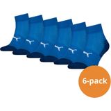Puma - Cushioned Quartersokken - Blauw - 6-pack