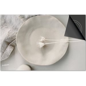 Inductie beschermer 71x52 - afdekplaat inductie mat - Dietrix Kookplaat beschermer - Exclusief - Bestek - Creme Bord Servet en bloemetjes