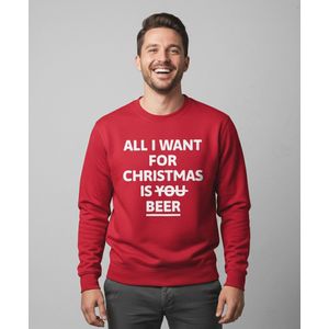 All I Want For Christmas Is Beer | Sweater - Rood - S