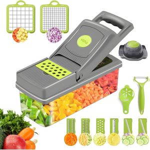 Vegetable Cutter - Groentesnijder met verschillende mesjes - met Schaal - Mandoline - Uiensnijder / Vegetable chopper