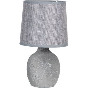 HAES DECO - Tafellamp - Natural Cosy - Grijze Keramieke Lamp, formaat Ø 15x26 cm - Grijs / Keramiek - Bureaulamp, Sfeerlamp, Nachtlampje