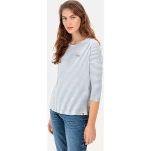 camel active Gestreept rondhals T-shirt gemaakt van organic cotton - Maat womenswear-XL - Blauw-Wit