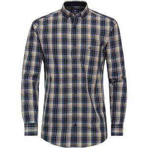 Redmond comfort fit overhemd - popeline - blauw geruit - Strijkvriendelijk - Boordmaat: 53 - 54