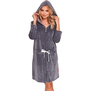 Doctor Nap - SWO.1008 - Badjas - Donker Grijs - Velours - Dames