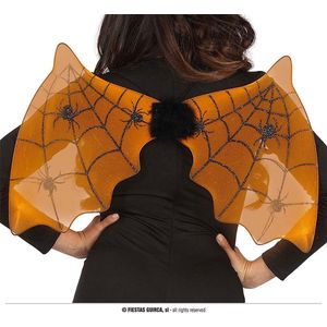 Fiestas Guirca - Vleugels Oranje met spinnen - Halloween - Halloween accessoires - Halloween verkleden