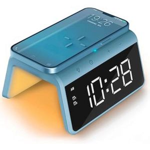 Digitale Wekker met Oplaadstation en Wake Up Light - Dimbare LED-display - Blauw - 140 x 100 x 75 mm