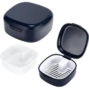 Kunstgebitdoos - 7,8*7,8*3,8 cm - beugeldoos - kunstgebitdoos - draagbare kunstgebitdooshoes - kunstgebitdooshouder - tandheelkundige traycontainerraildoos - reinigingsdoos - kunstgebitopslagdoos
