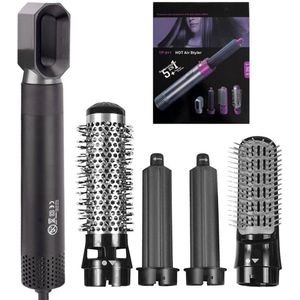 5-in-1 Hot Air Styler Set - Zwart - Multistyler - Krultang - Föhn - 5 in 1 styler - warme luchtborstel - Kort en langhaar