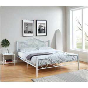 Bed 160 x 200 cm - Metaal - Wit + matras - LEYNA L 162.5 cm x H 103.3 cm x D 209.5 cm