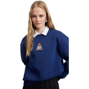 Trendyol Grijs Gemêleerd Normaal/Normaal Patroon Geborduurd Dik Gebreid Sweatshirt Twoaw25Sw00050