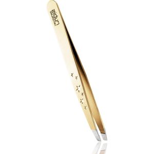 Schuin gouden pincet met ster gravure - Six Stars Special Collection
