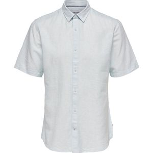 Only & Sons Overhemd Onscaiden Ss Solid Linen Shirt Noos 22009885 Cashmere Blue Mannen Maat - M