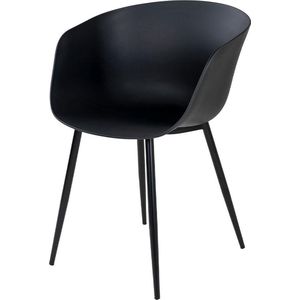 Artichok Liloe kunststof tuinstoel zwart met armleuningen - voor Binnen of Buiten - Kuipstoel - Eetkamerstoelen - met Armleuning